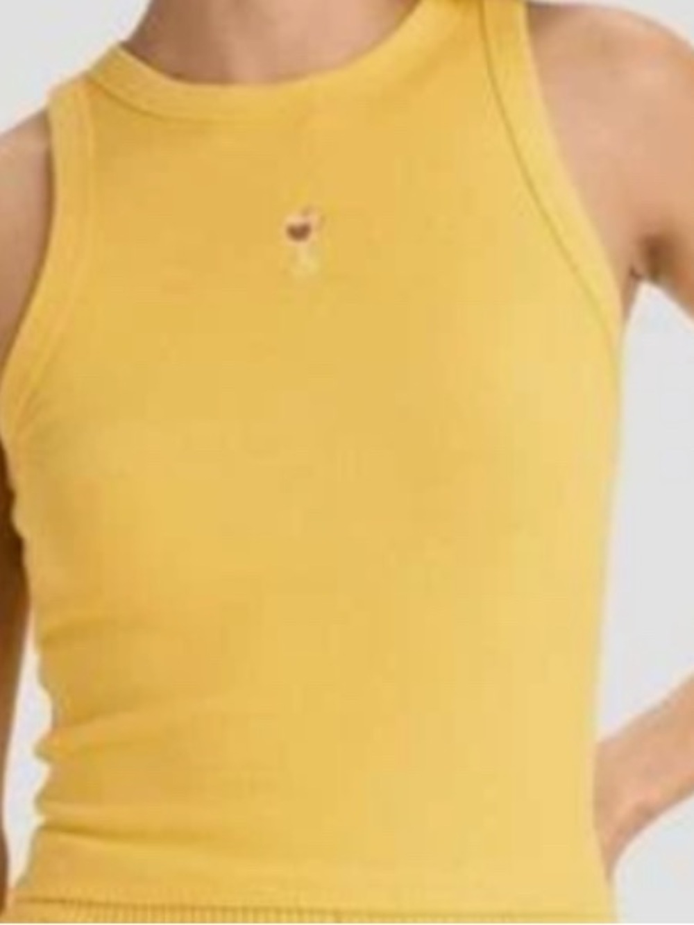 Sleeveless Yellow Ribbed Tank Top
